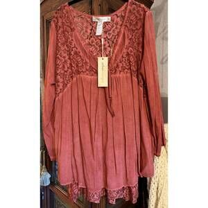 NEW URBAN MANGOZ women's embroidered top in rust